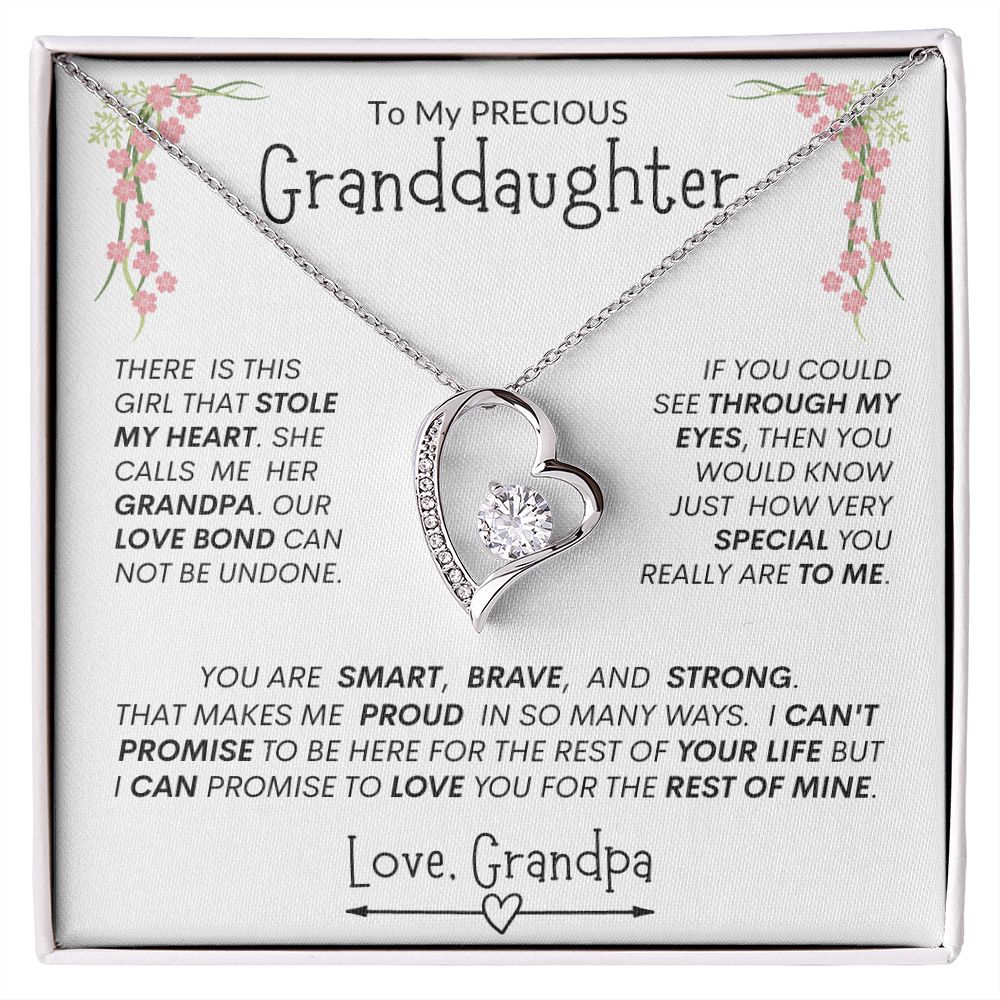 Granddaughter From Grandpa "Love Bond"--Forever Heart Necklace