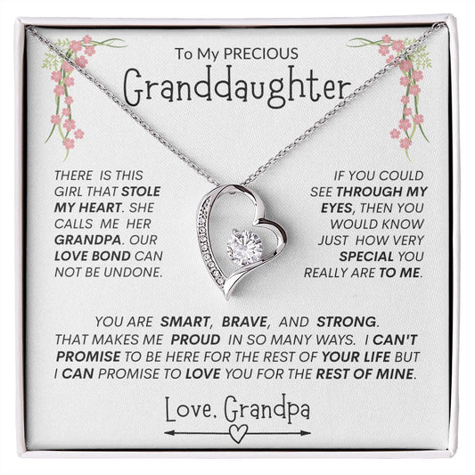 Granddaughter From Grandpa "Love Bond"--Forever Heart Necklace