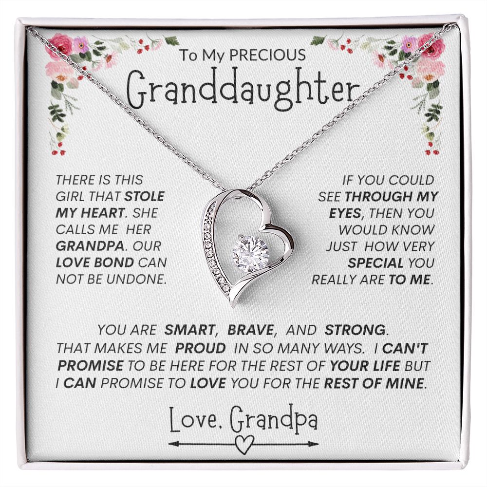 Granddaughter "This Brave, Smart, Strong Girl Stole My Heart " l Forever Love Necklace