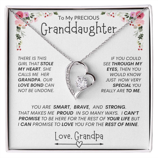 Granddaughter "This Brave, Smart, Strong Girl Stole My Heart " l Forever Love Necklace