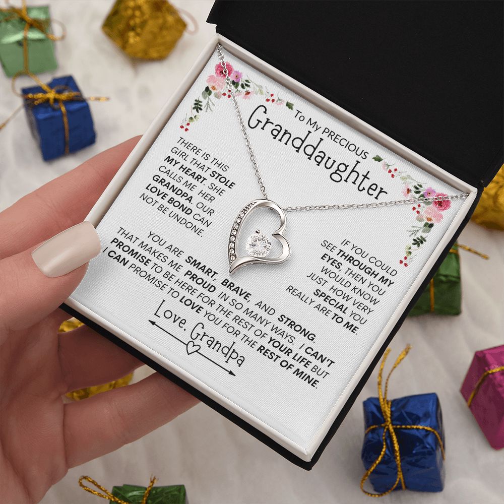 Granddaughter "The Girl Who Stole My Heart" -- Forever Heart Necklace