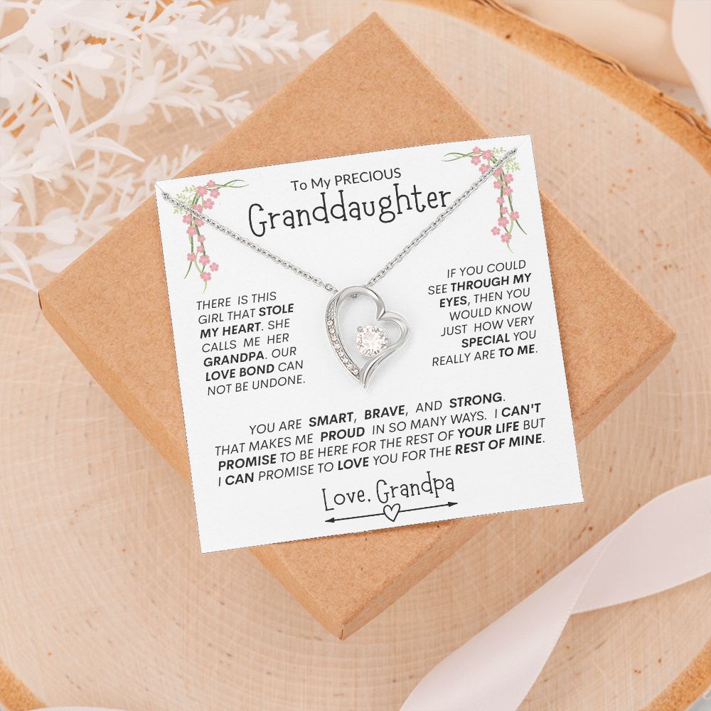 Granddaughter From Grandpa "Love Bond"--Forever Heart Necklace