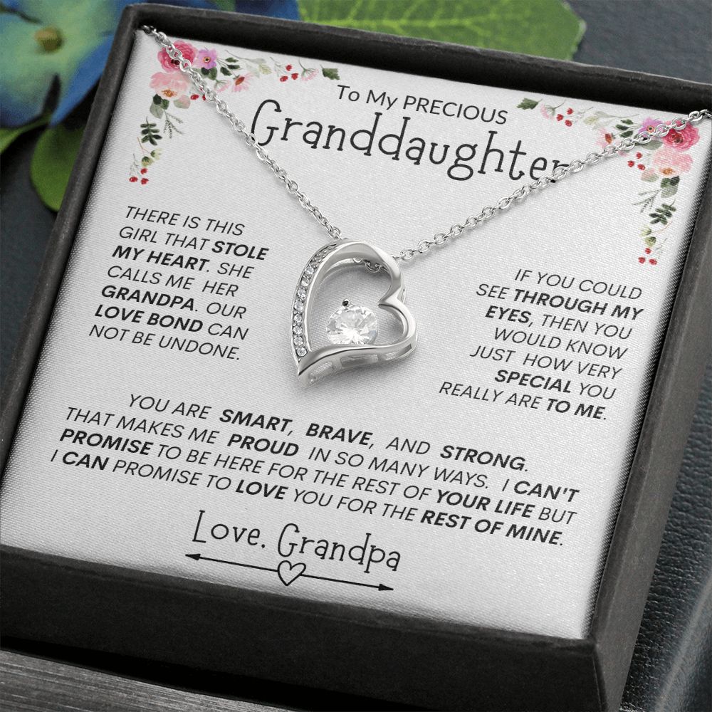 Granddaughter "This Brave, Smart, Strong Girl Stole My Heart " l Forever Love Necklace