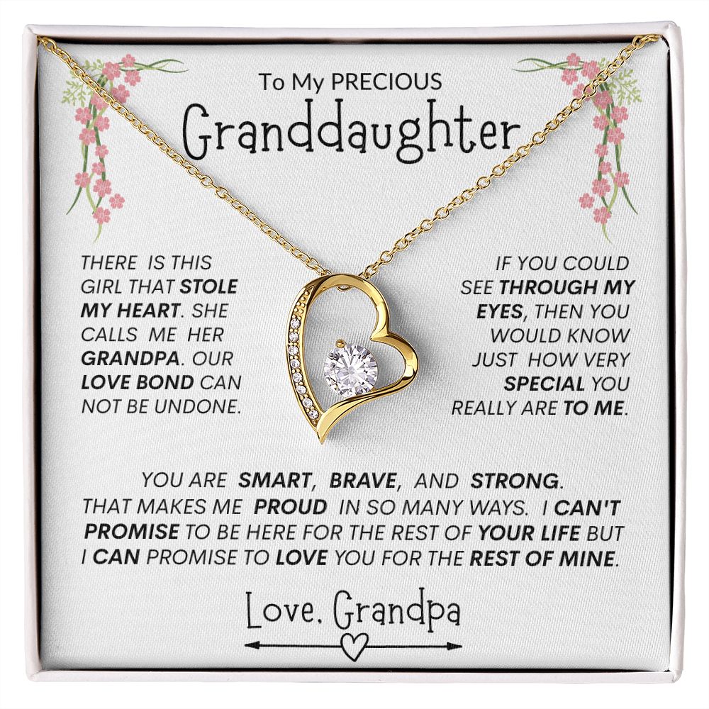 Granddaughter From Grandpa "Love Bond"--Forever Heart Necklace