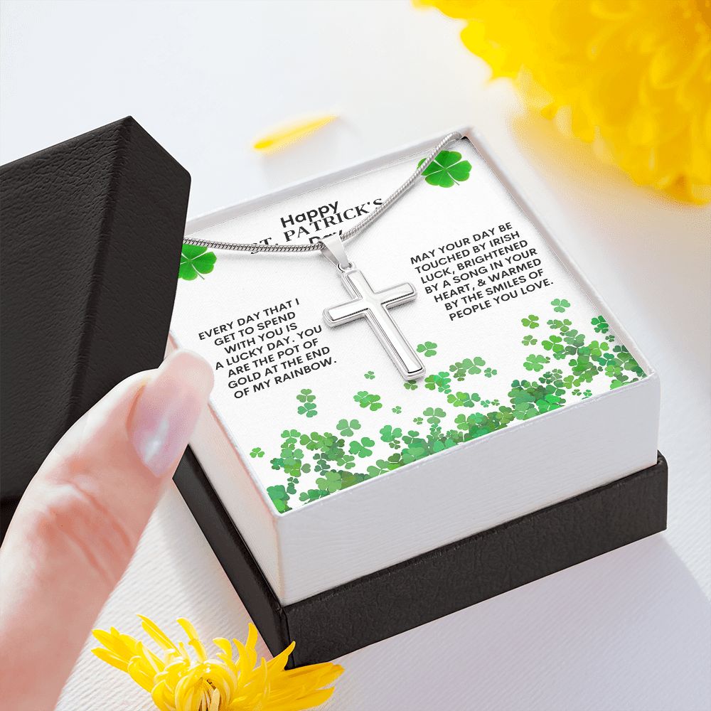 Happy Saint Patrick's Day -- Cross Necklace