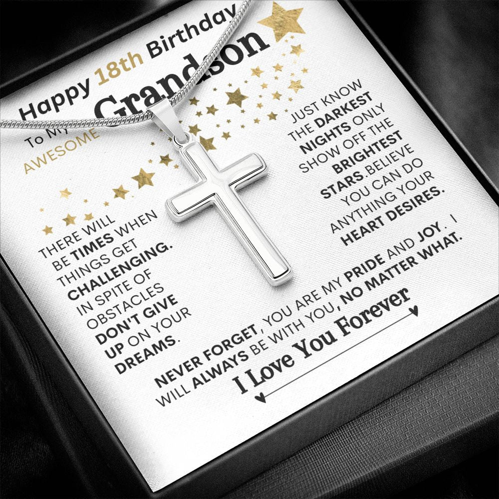 Grandson "18th Birthday"  l   Cross Necklace