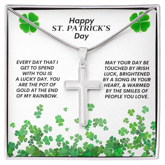 Happy Saint Patrick's Day -- Cross Necklace