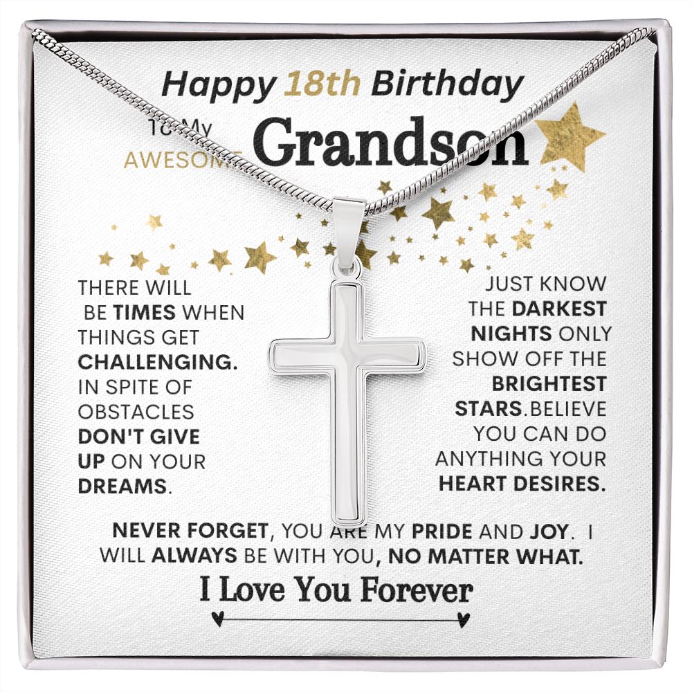 Grandson "18th Birthday"  l   Cross Necklace