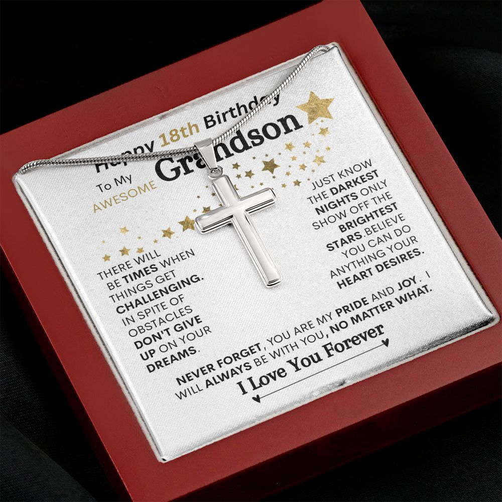 Grandson "18th Birthday"  l   Cross Necklace